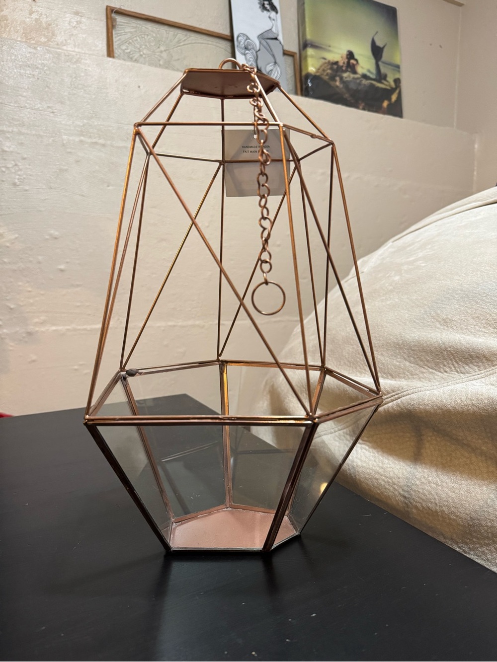 Urban Outfitters Rose Gold Geometric Hanging Terrarium